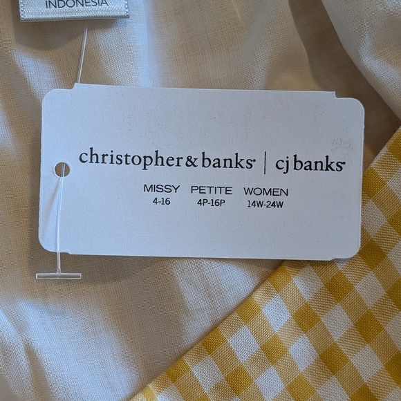 NWT Christopher & Banks Yellow Gingham Midi Skirt | Size L | Cotton Lined A-Line - Picture 7 of 11